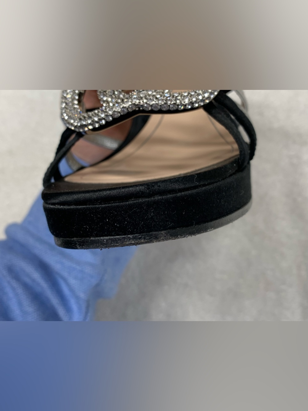 Gucci Black Suede Crystal Interlocking GG Pump Heels - Picture 14 of 16
